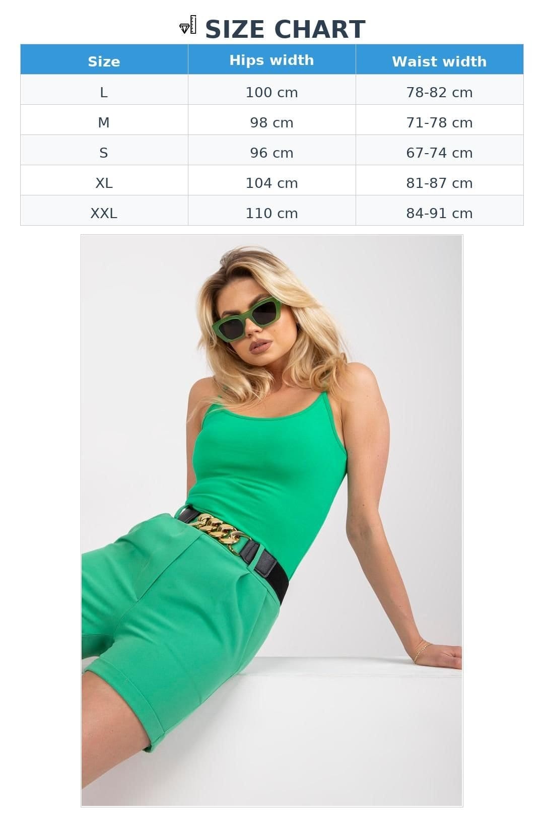 Love Lace Love Lace Women's Elastic Waist Shorts with Decorative Belt Style 166152 in Green - 4