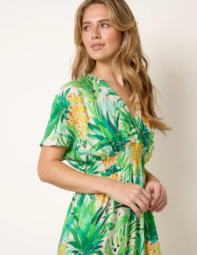 Blue Vanilla Pineapple Double V Midi Dress - 3