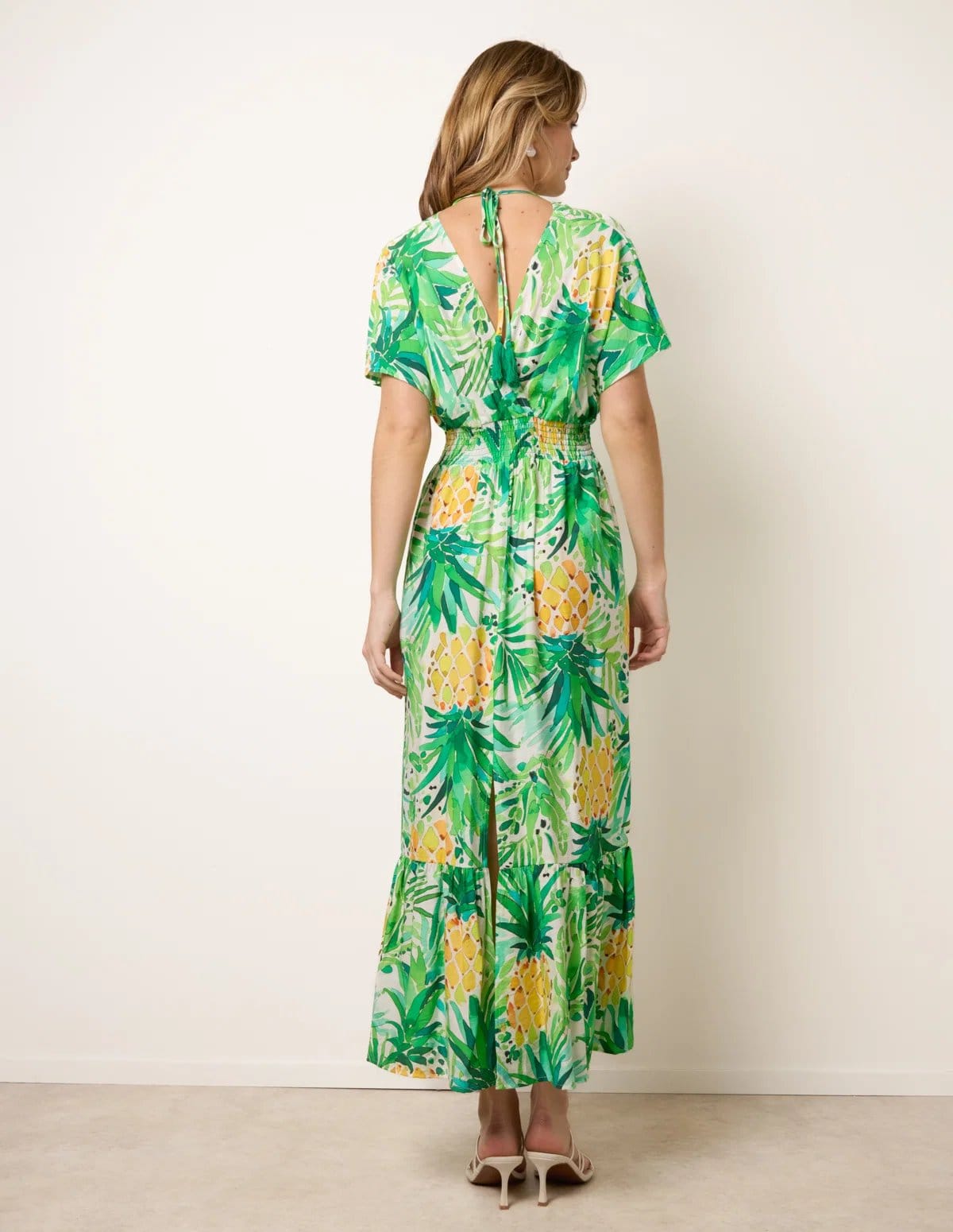 Blue Vanilla Pineapple Double V Midi Dress - 4
