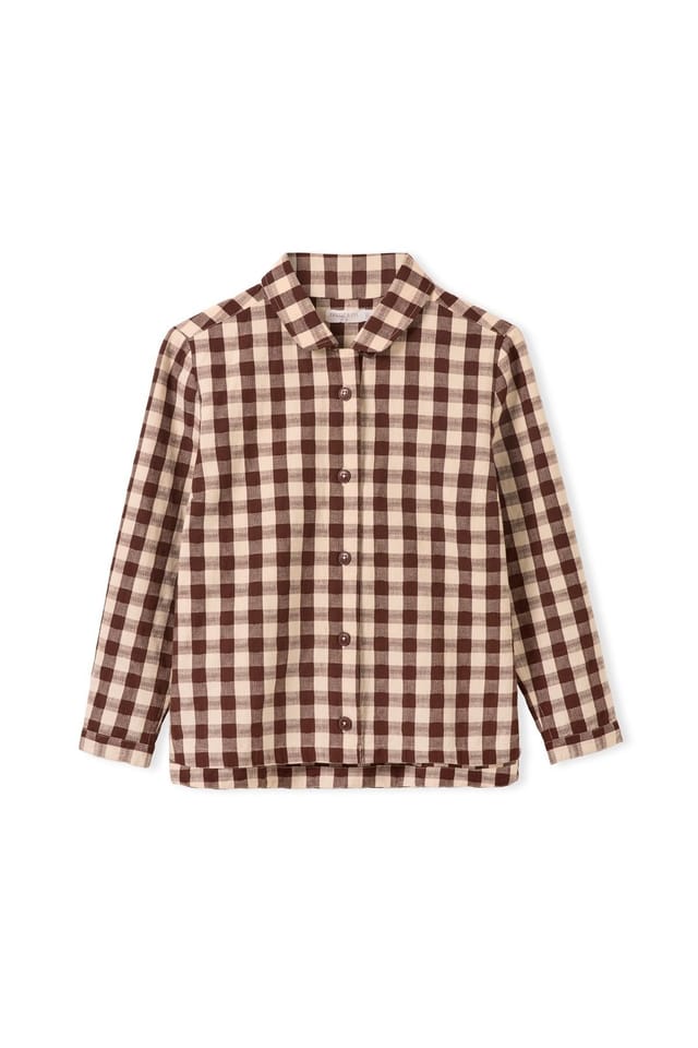 Celtic & Co Celtic & Co Women's Gingham Button Through Shirt in Chocolate - 2