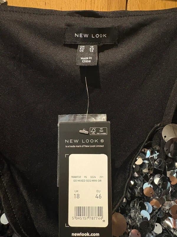 New Look Women’s New Look Black Sequin Mini Dress Size 18