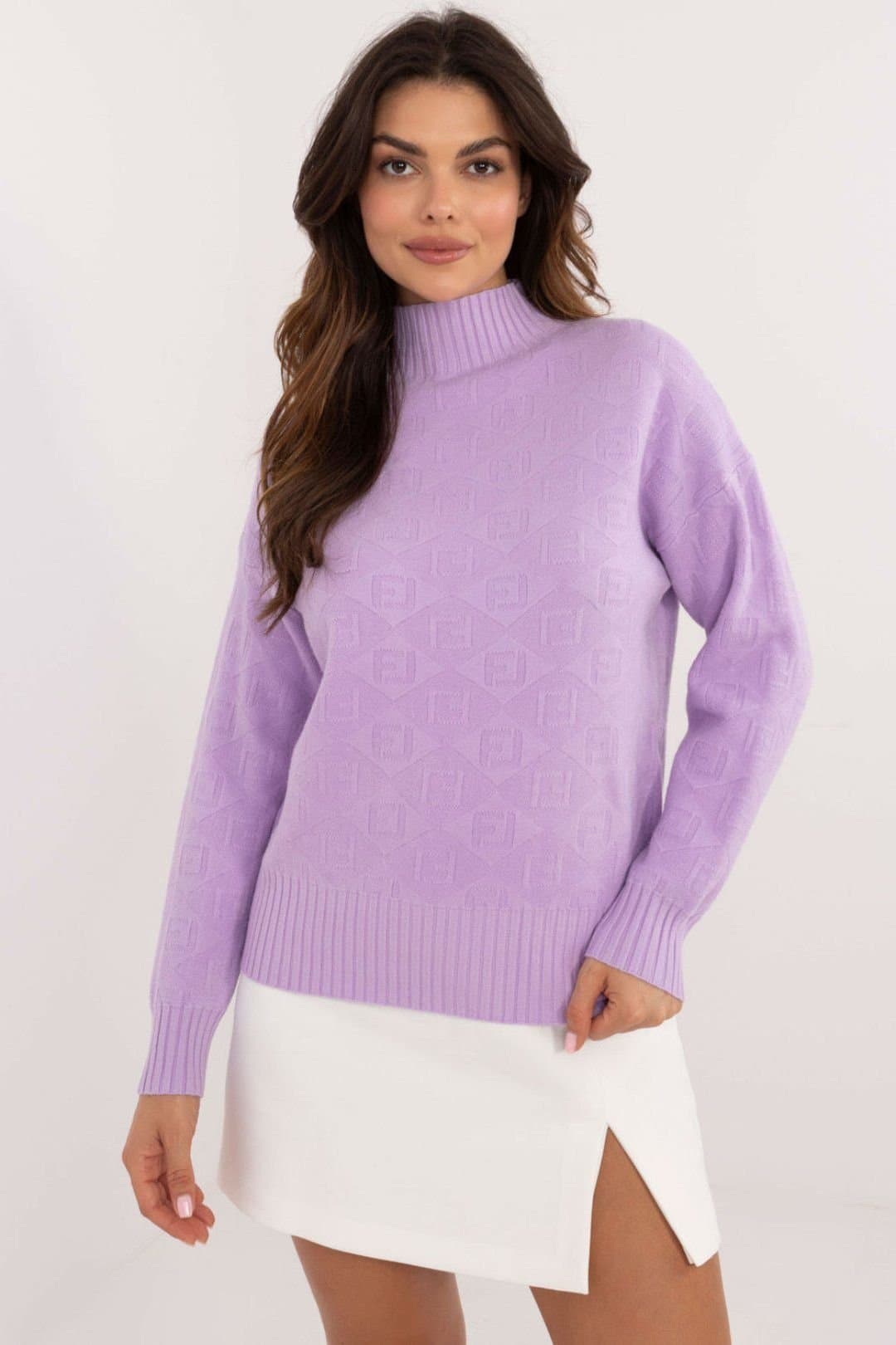 Love Lace Love Lace Women's Textured Half Turtleneck Casual Sweater Style 200523 in Violet