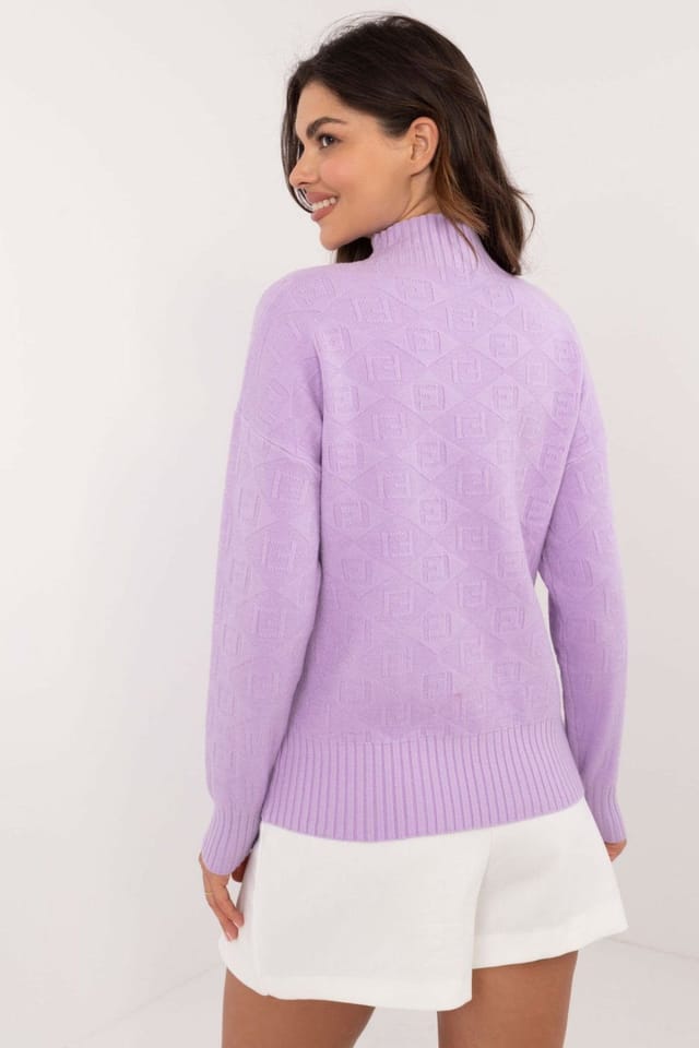 Love Lace Love Lace Women's Textured Half Turtleneck Casual Sweater Style 200523 in Violet - 3