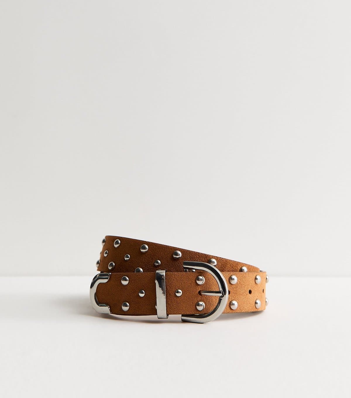 New Look New Look Tan Faux Suede Studded Belt
