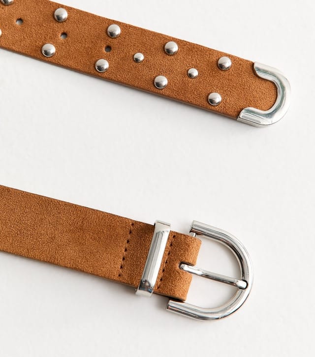 New Look Tan Faux Suede Studded Belt New Look - 3
