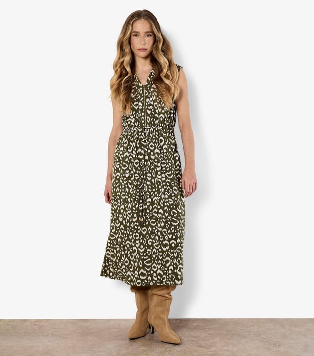 Apricot Women's Dark Khaki Animal Print Zip Midi Dress Apricot New Look - 2