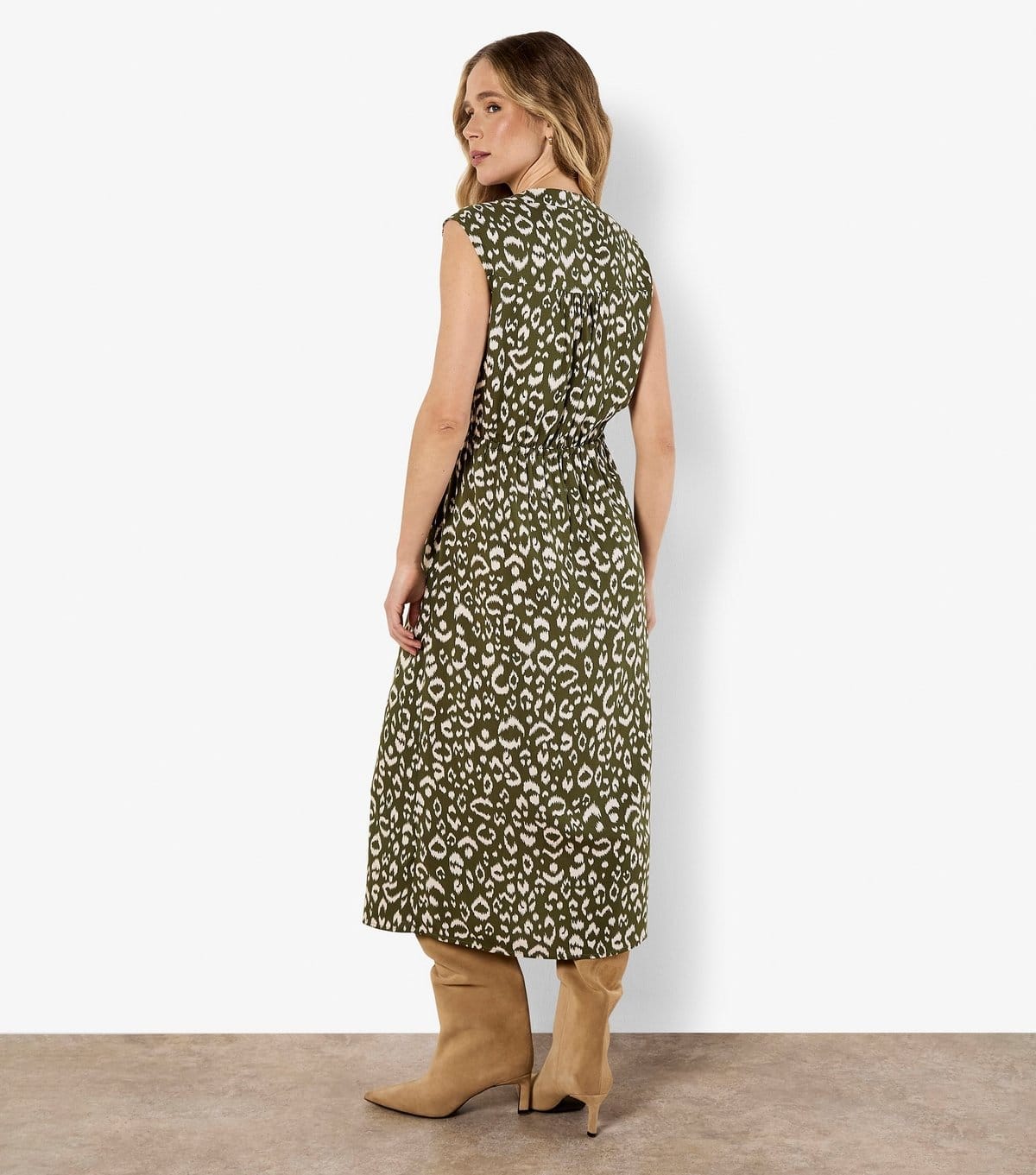 Apricot Women's Dark Khaki Animal Print Zip Midi Dress Apricot New Look - 4