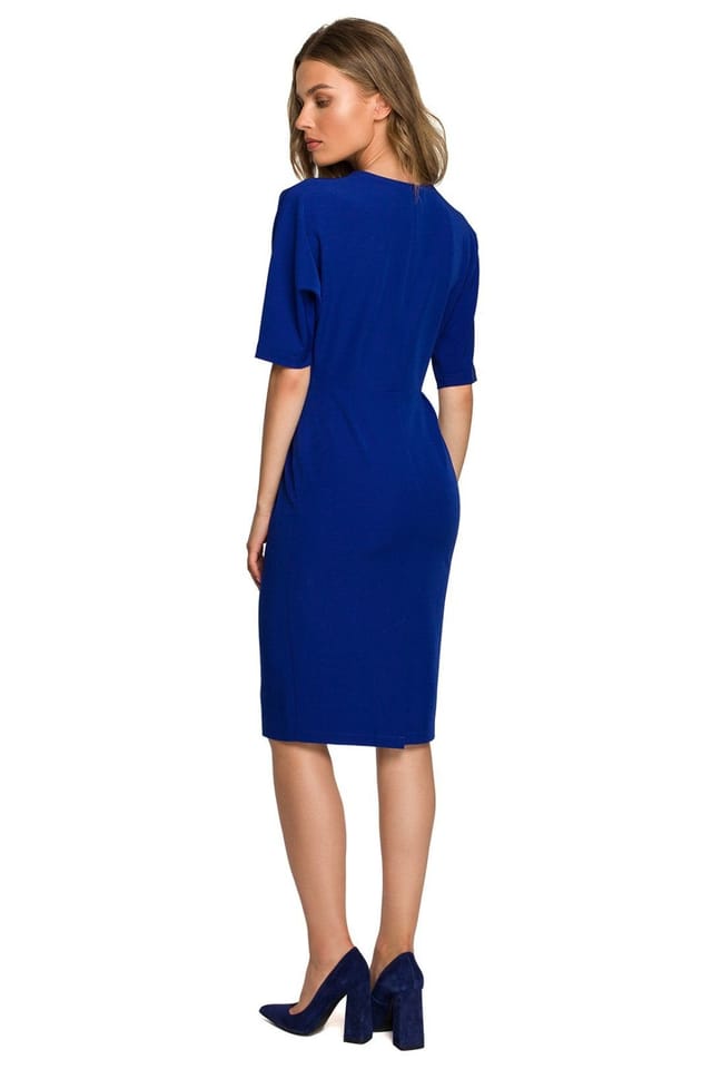 Love Lace Love Lace Women's Envelope Top Batwing Sleeve Pencil Dress in Blue - 2