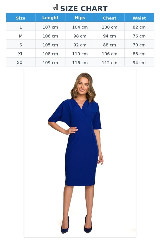 Love Lace Love Lace Women's Envelope Top Batwing Sleeve Pencil Dress in Blue - 3