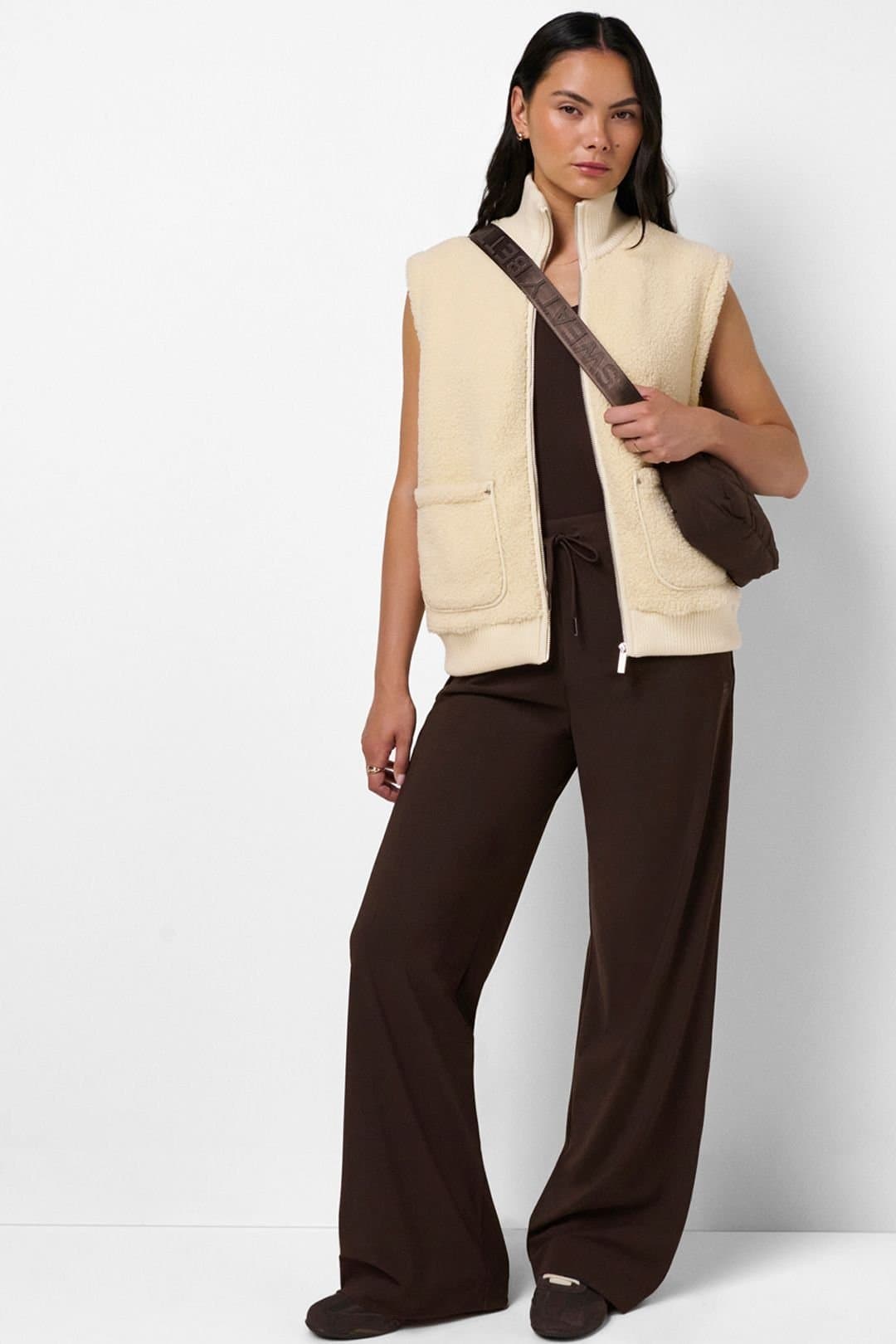 Sweaty Betty Sweaty Betty Beige Fleece Ribbed Gilet