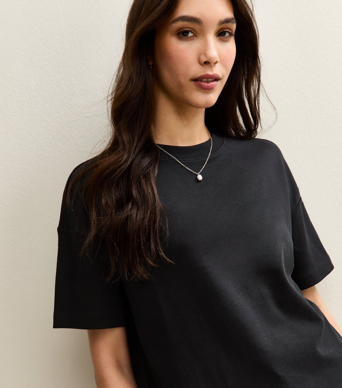 New Look Women's Premium Black Heavyweight Cotton Boxy Fit T-Shirt New Look