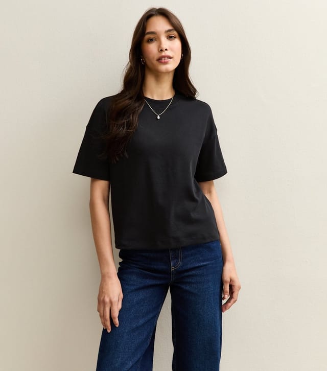New Look Women's Premium Black Heavyweight Cotton Boxy Fit T-Shirt New Look - 2