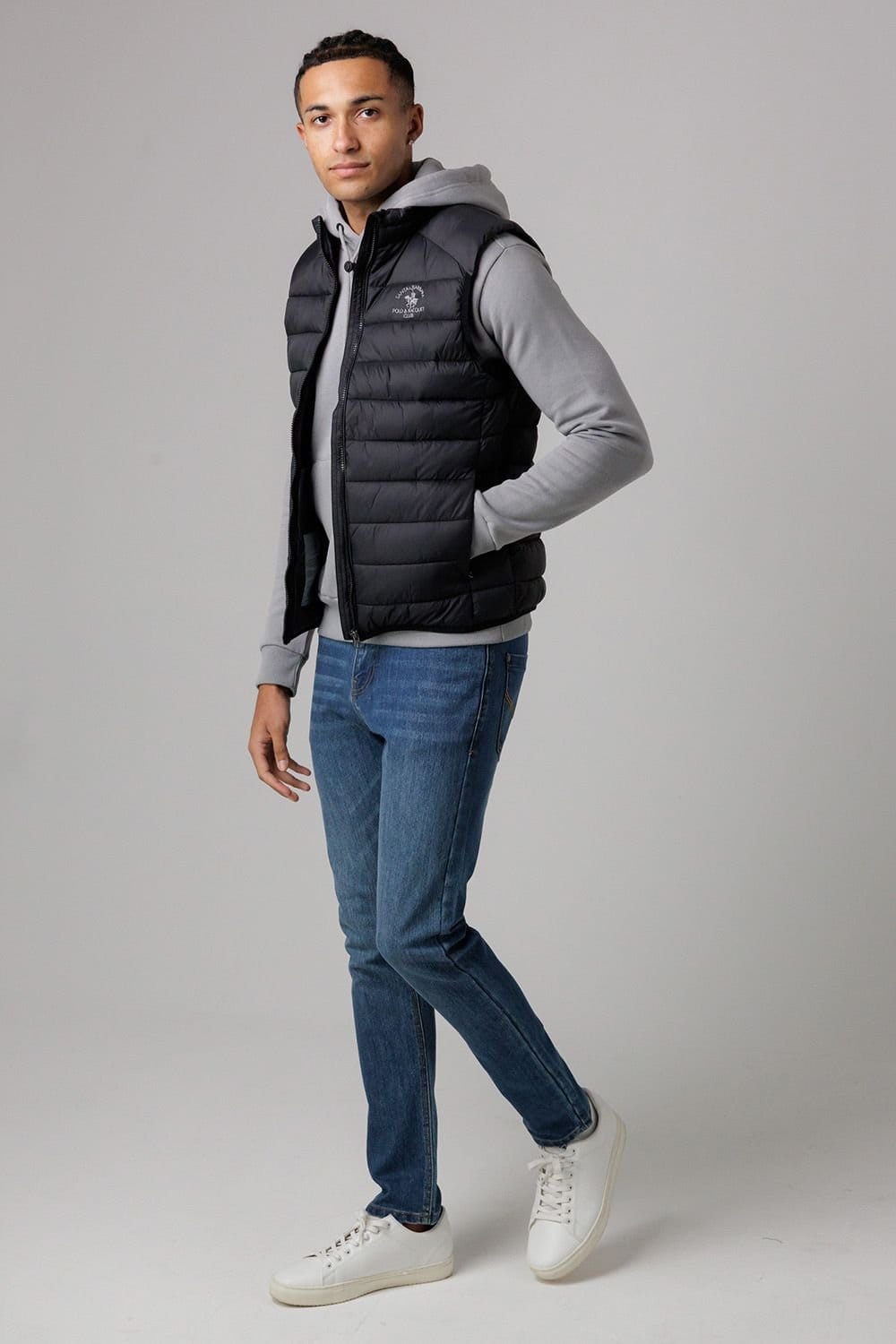 Santa Barbara Polo & Racquet Club Santa Barbara Polo & Racquet Club Men's Lightweight Zip Through Padded Gilet with Zipped Pockets in Black - 4
