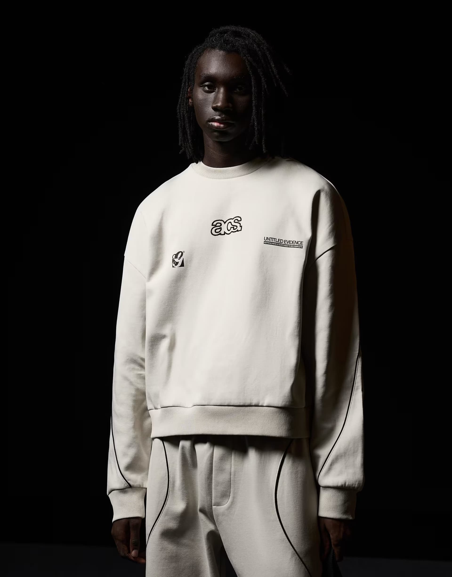 ASOS Bershka Embroidered boxy sweatshirt in beige