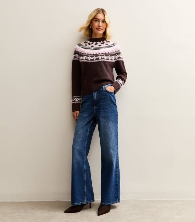 New Look Women's Brown Fluffy Fairisle Jumper New Look - 2