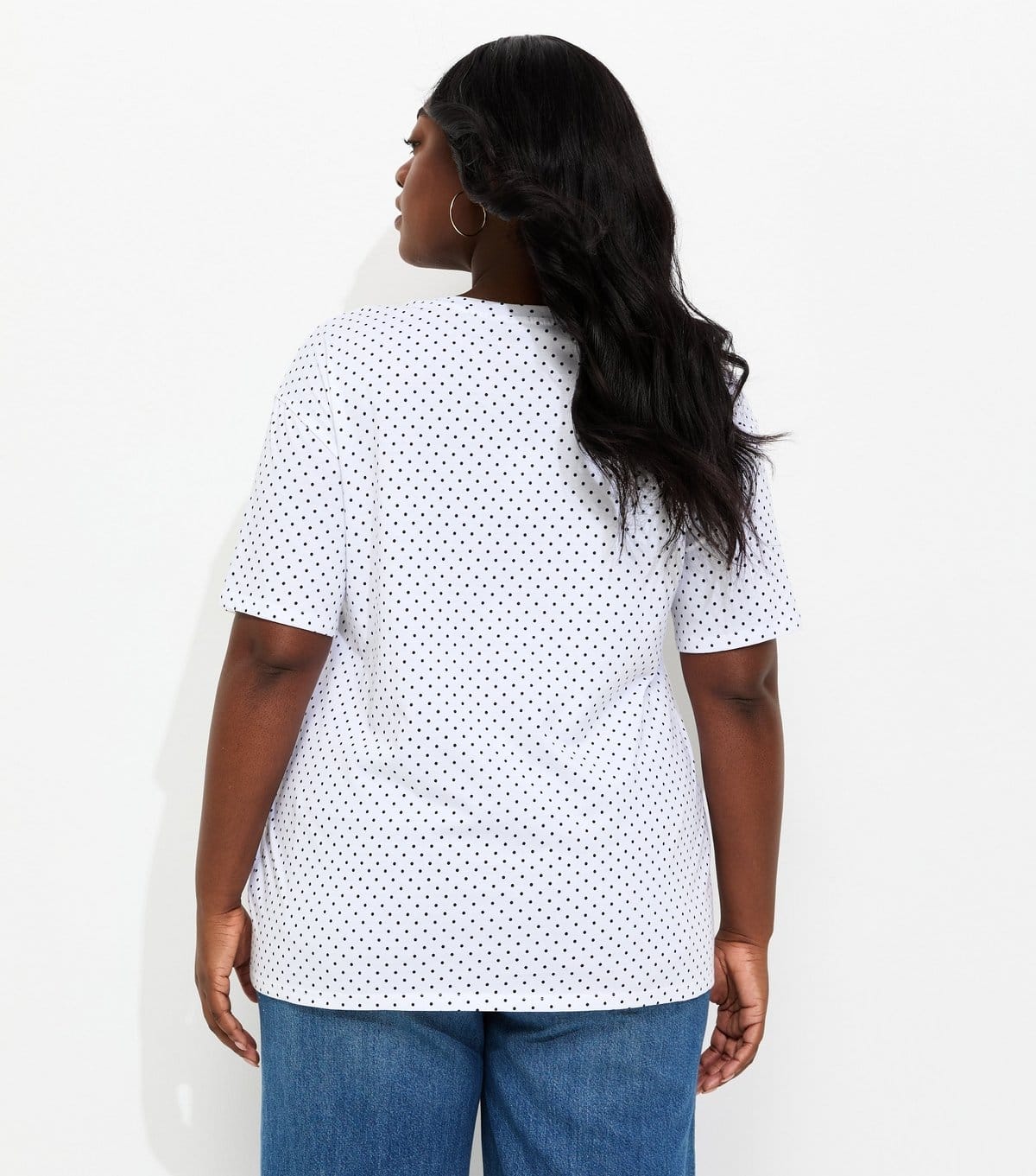 New Look Women's Plus Size White Polka Dot T-Shirt Curves New Look - 4