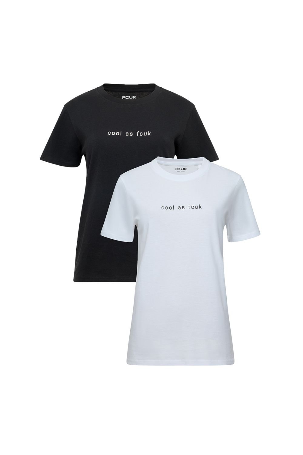 French Connection French Connection Women's 2 Pack FCUK Cotton Crew Neck Short Sleeve T-Shirts in Navy - 3