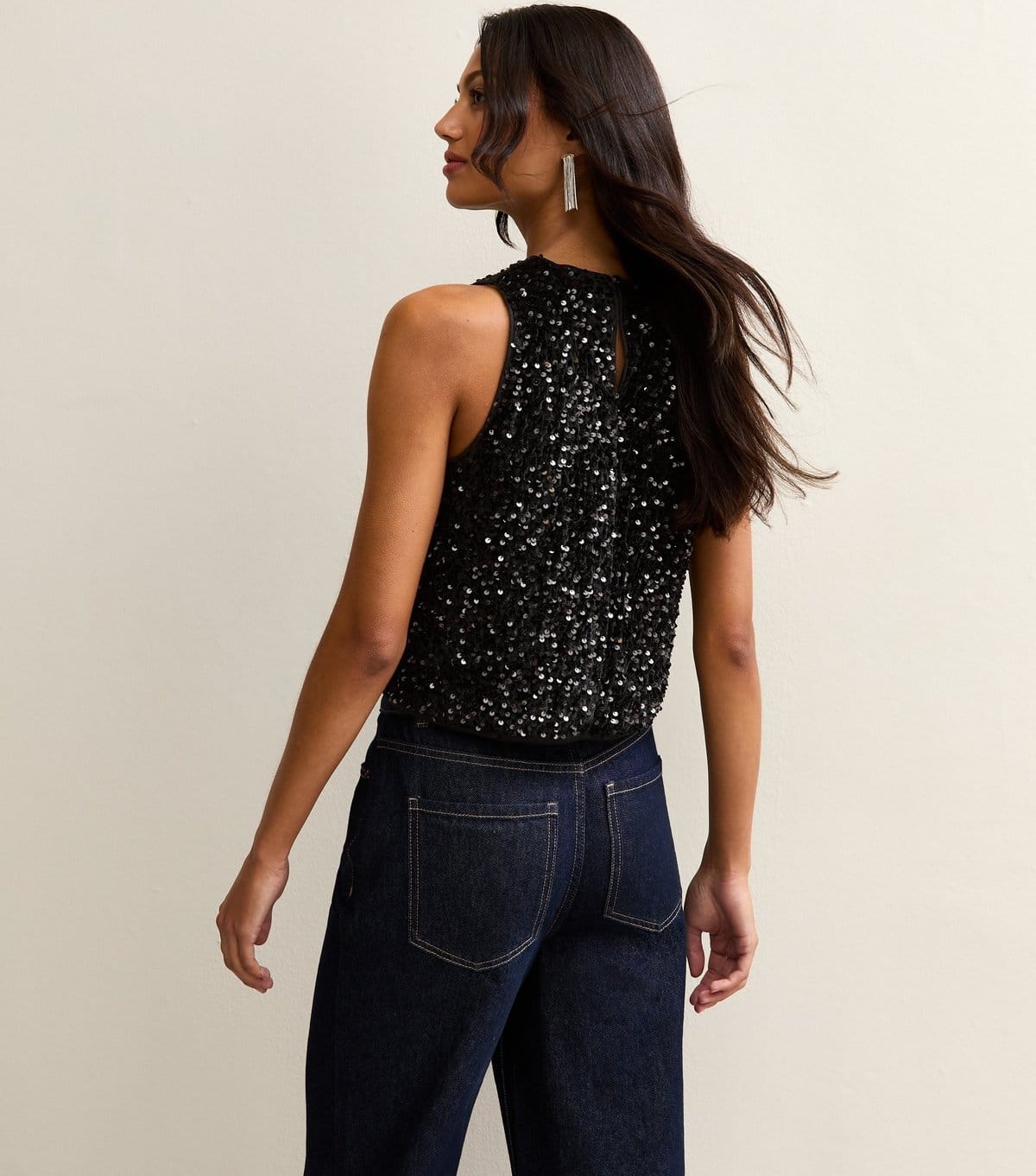 New Look Women's Black Sequin Sleeveless Top New Look - 4