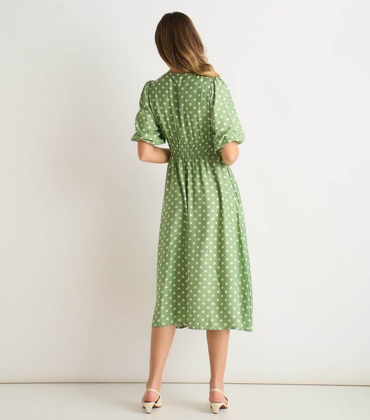 Gini London Women's Green Polka Dot Midi Dress Gini London New Look - 4