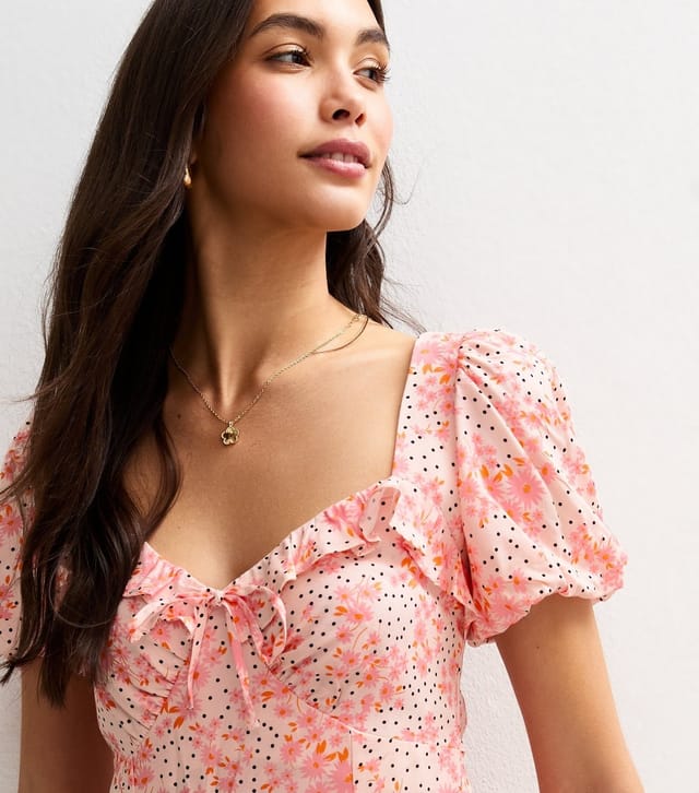 New Look Women's Pink Abstract Print Ruffle Trim Mini Dress New Look - 2