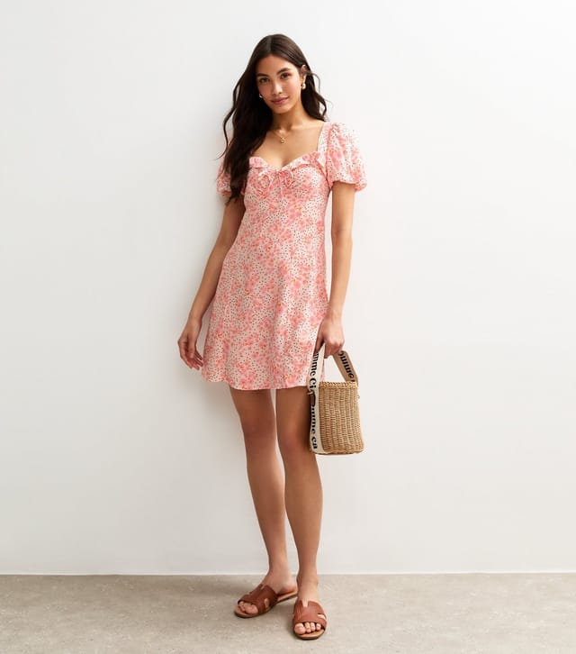 New Look Women's Pink Abstract Print Ruffle Trim Mini Dress New Look - 3