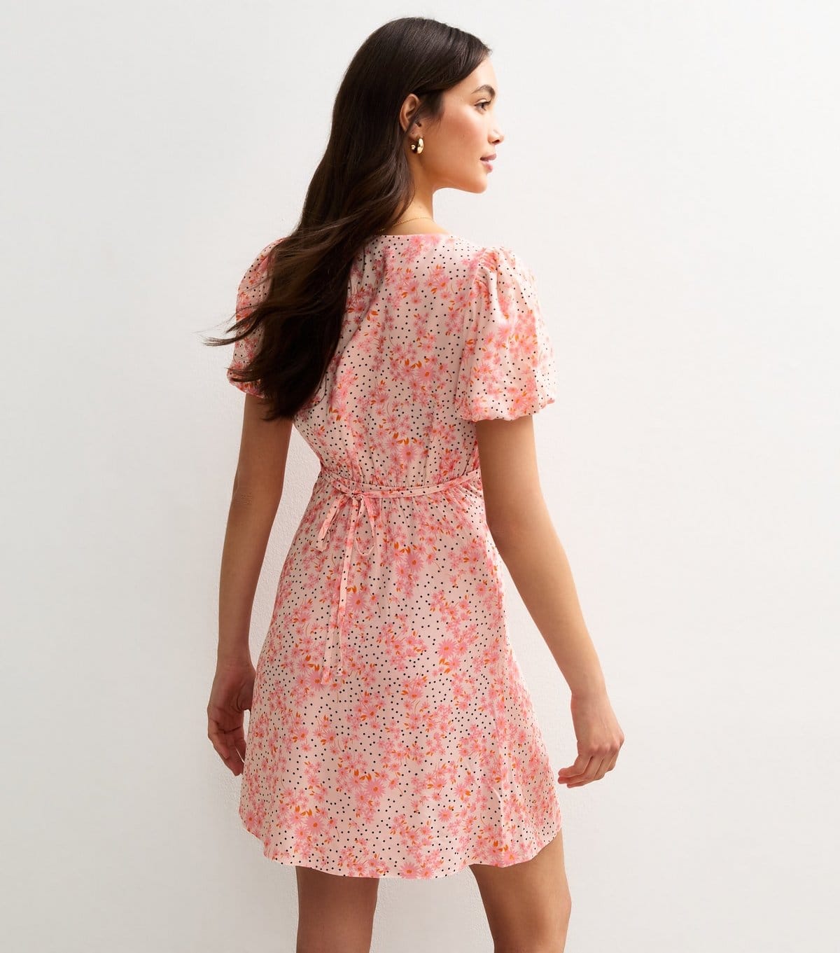 New Look Women's Pink Abstract Print Ruffle Trim Mini Dress New Look - 4