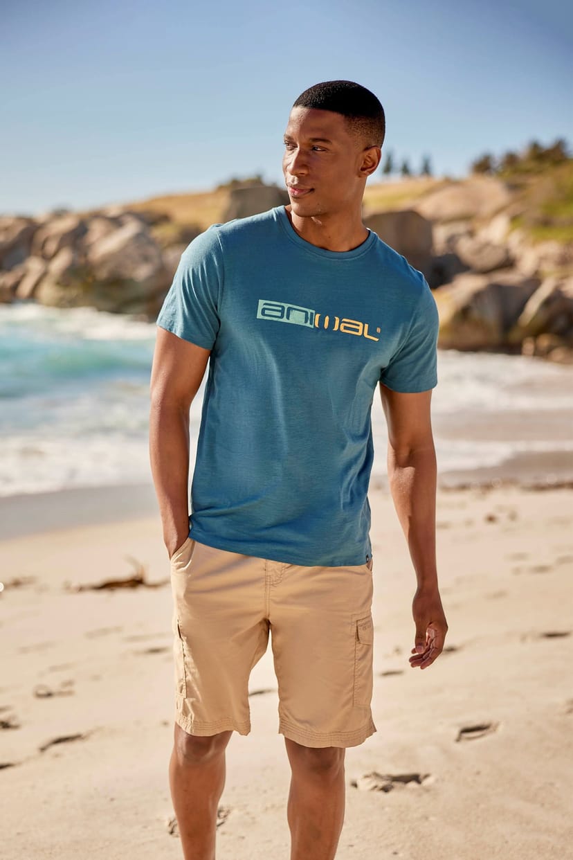 Animal Animal Men's 'Jacob' Relaxed Fit Beach Cotton T-Shirt in Teal - 1