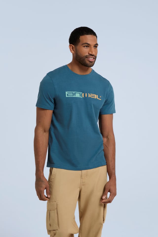 Animal Animal Men's 'Jacob' Relaxed Fit Beach Cotton T-Shirt in Teal - 2