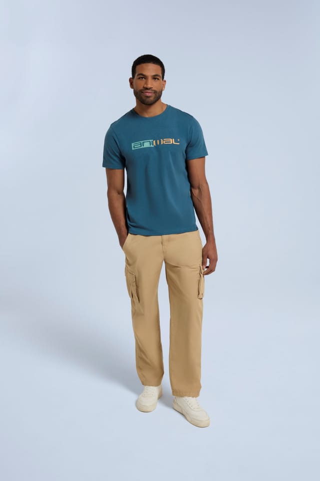 Animal Animal Men's 'Jacob' Relaxed Fit Beach Cotton T-Shirt in Teal - 3