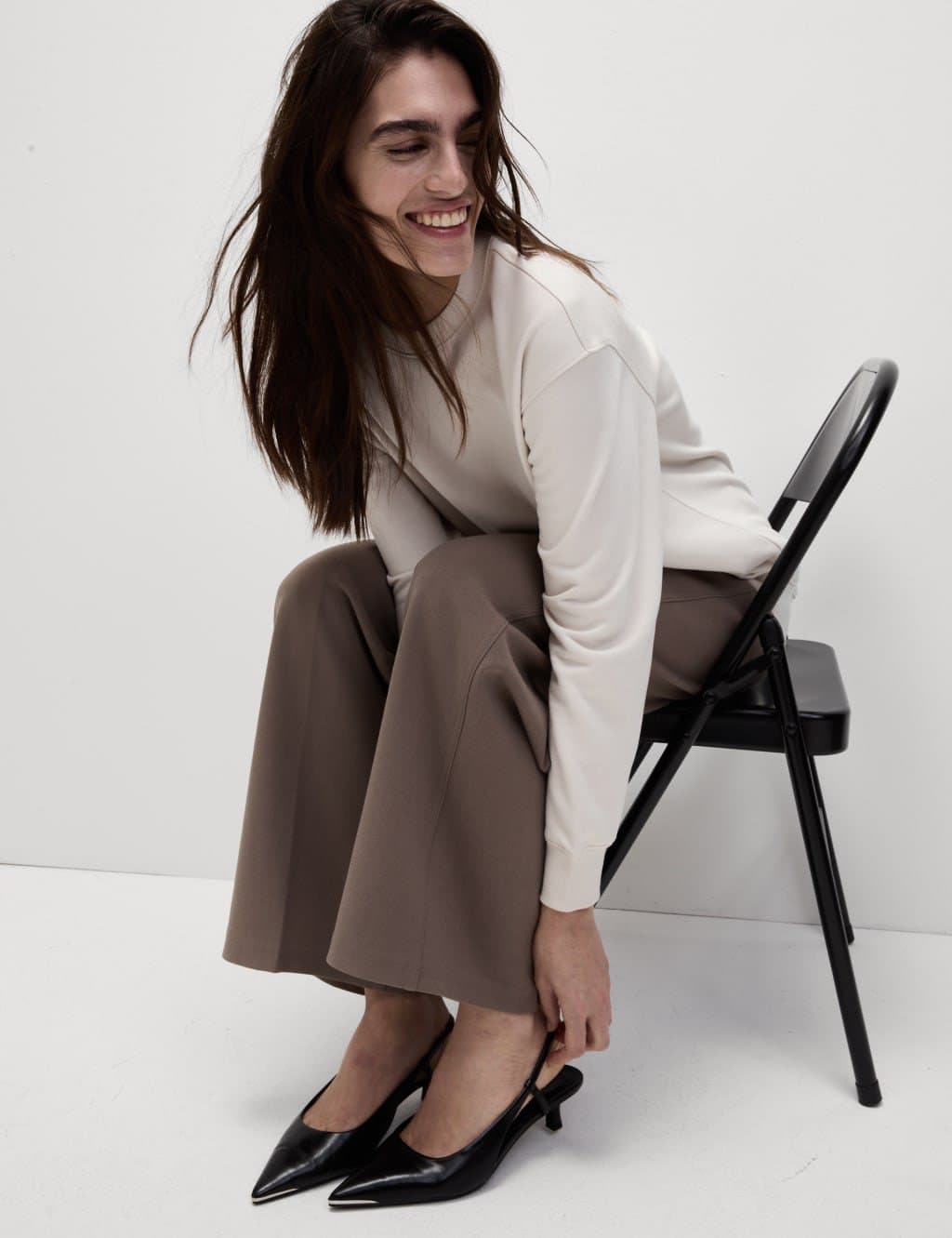 Marks & Spencer M&S Cotton Rich Oversized Longline Sweatshirt Light Natural