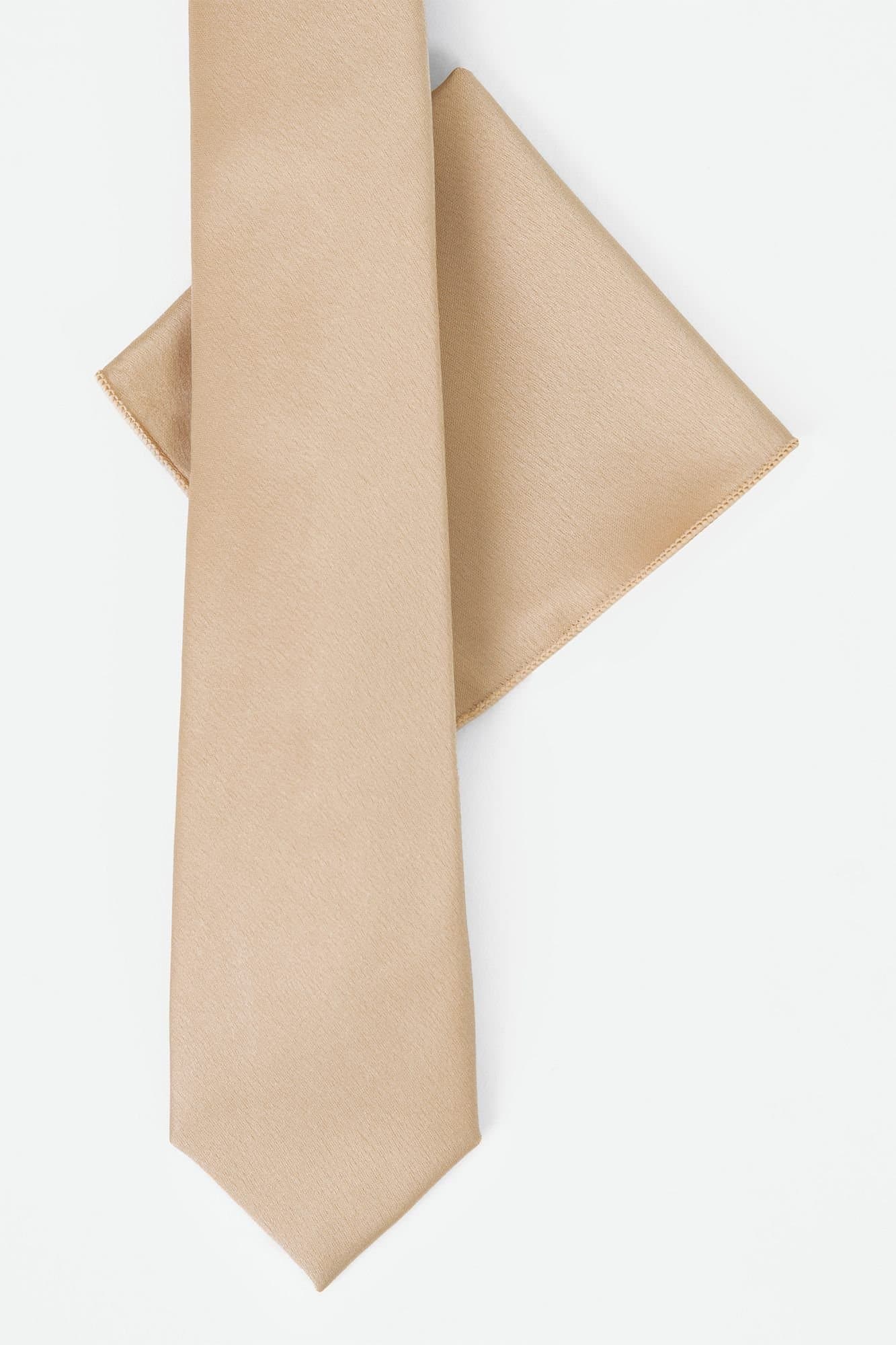 Maya Deluxe Maya Deluxe Men's Satin Tie Pocket Square Set in Nude