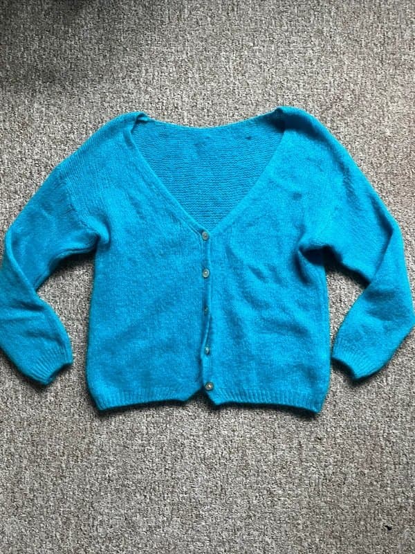 Handmade Blue knitted cardigan M L