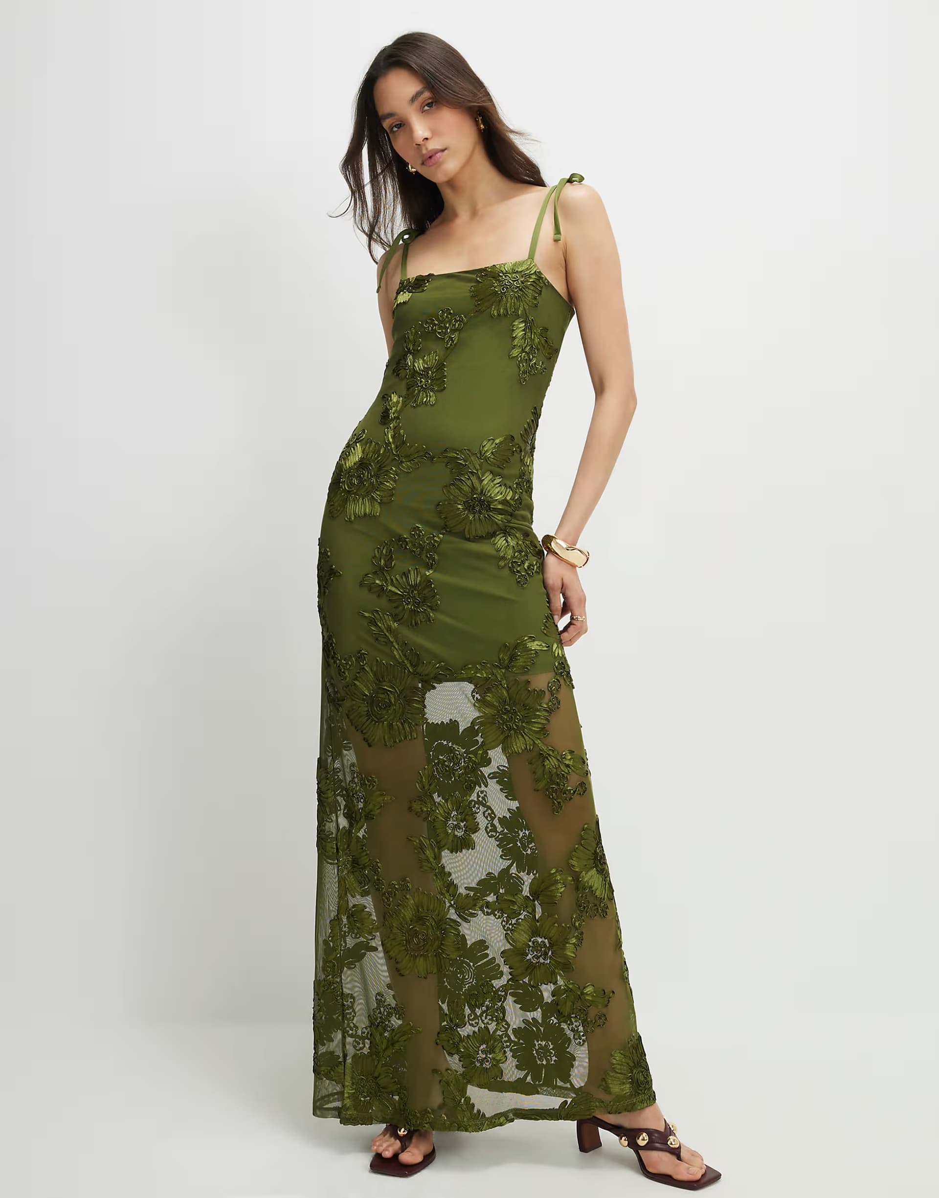 ASOS River Island Sleeveless cornelli maxi dress in khaki