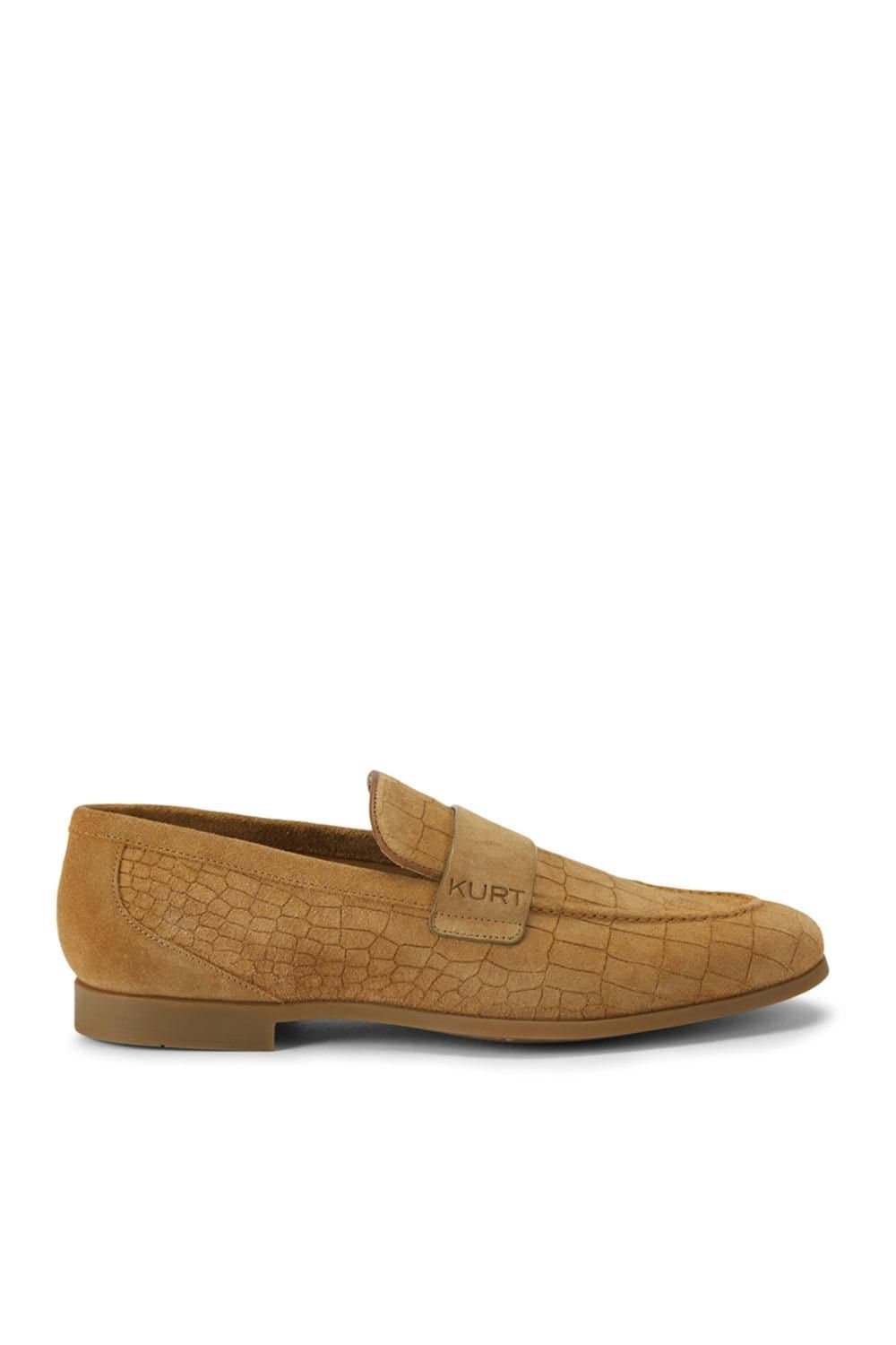 Kurt Geiger London Kurt Geiger London Men's 'Aldgate Flex' Suede Croc Print Shoes in Camel