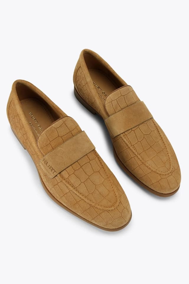 Kurt Geiger London Kurt Geiger London Men's 'Aldgate Flex' Suede Croc Print Shoes in Camel - 2
