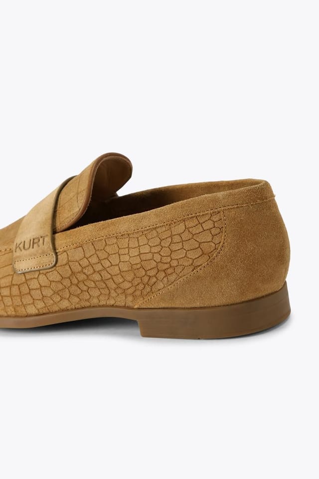 Kurt Geiger London Kurt Geiger London Men's 'Aldgate Flex' Suede Croc Print Shoes in Camel - 3