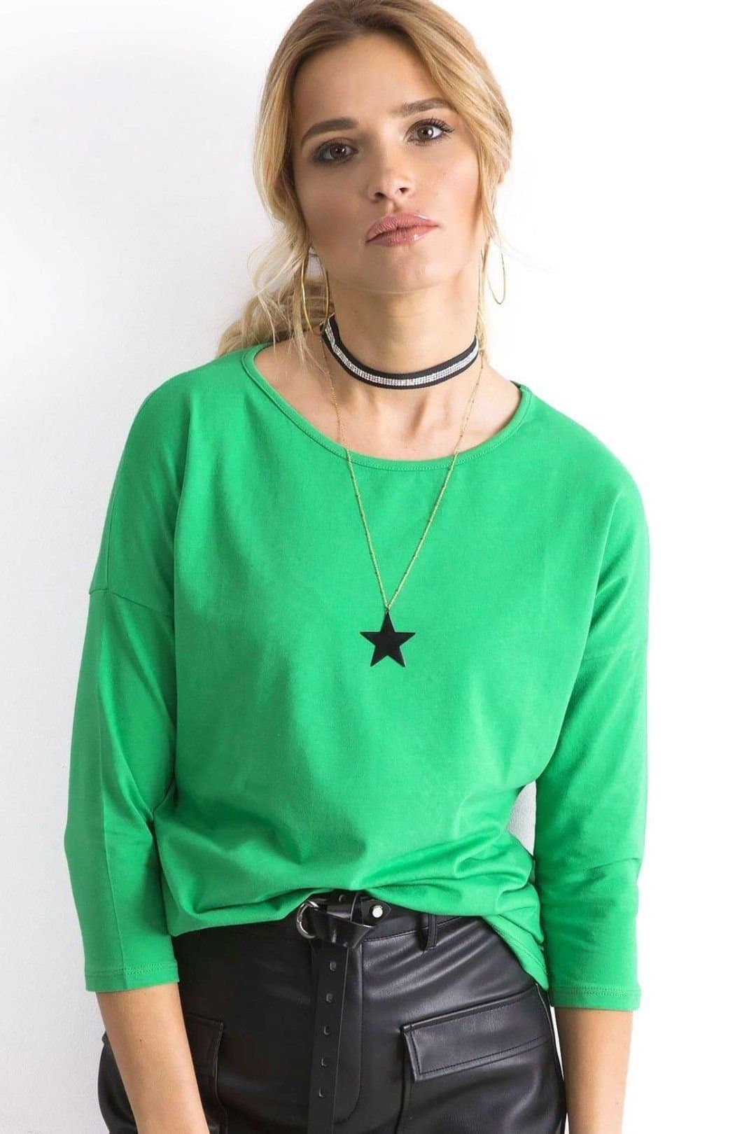 Love Lace Love Lace Women's Simple Cut 3/4 Sleeve Blouse Style 163368 in Green