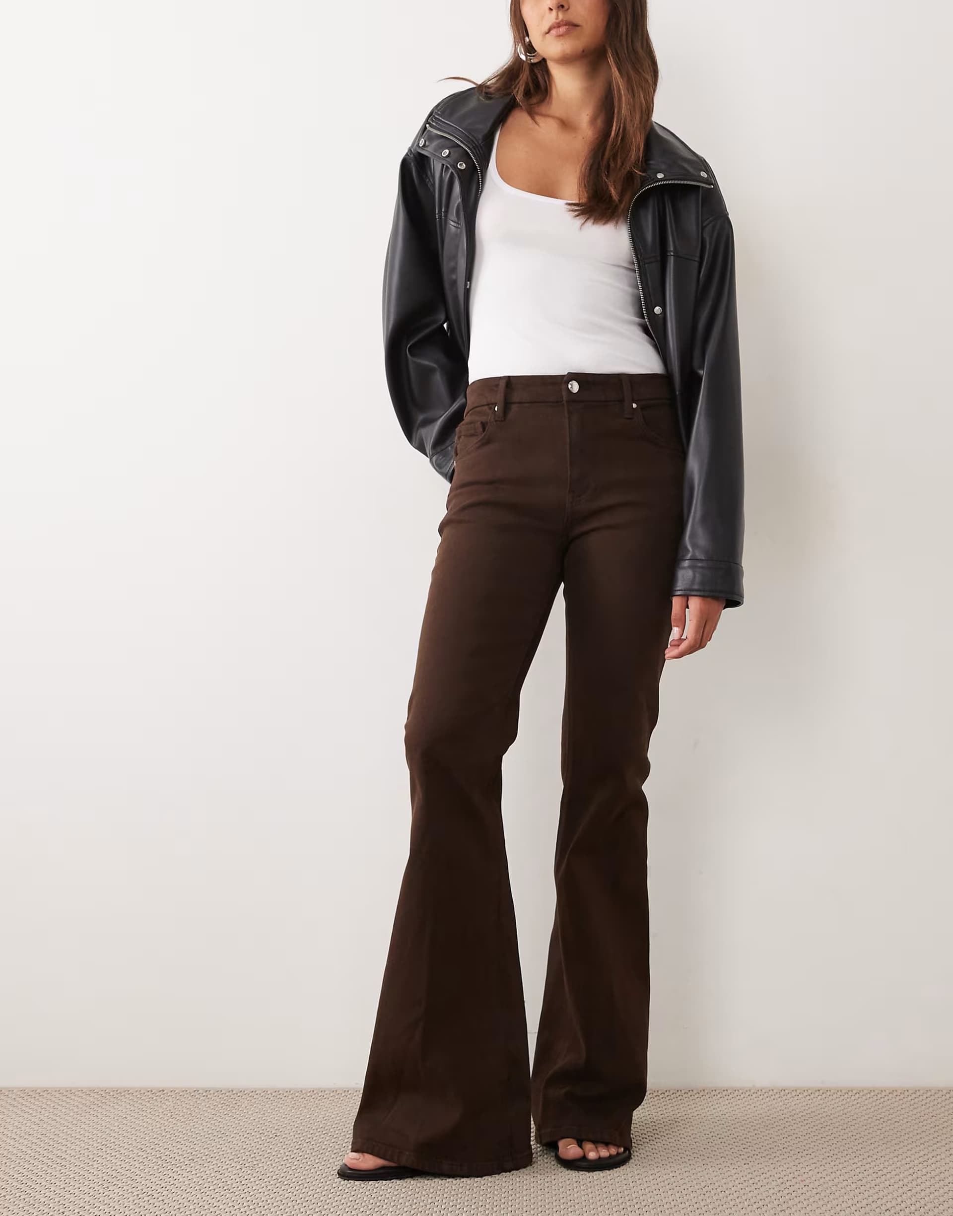 ASOS Mango flared jean in chocolate