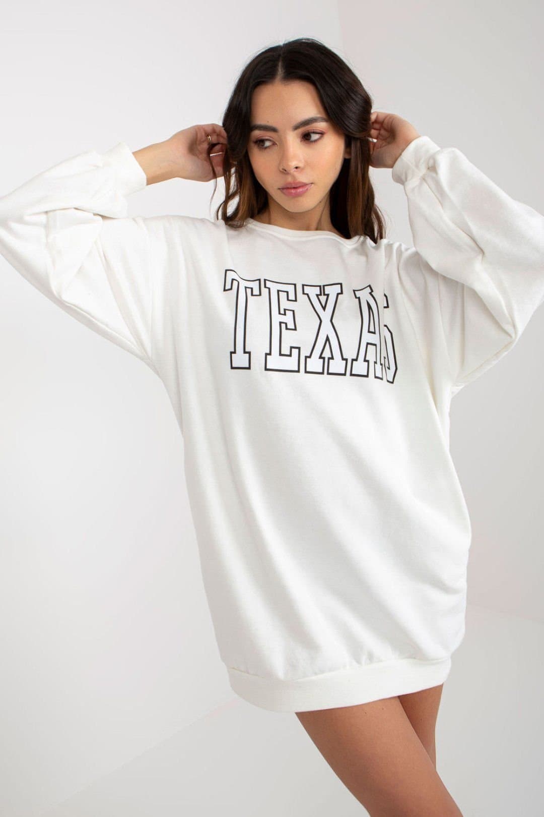 Love Lace Love Lace Women's Long Casual Cotton Polyester Sweatshirt Pockets Style 216173 in White