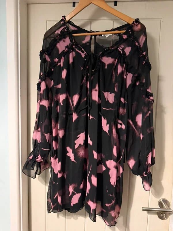 Topshop Topshop sheer abstract long sleeve mini dress spring summer wedding size 12