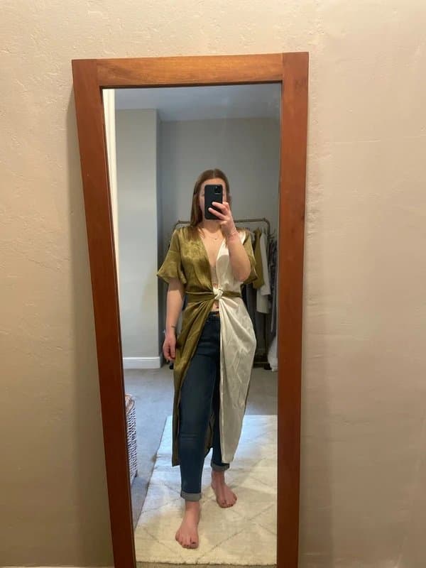 Never Fully Dressed Never Fully Dressed - Green White Wrap Dress M