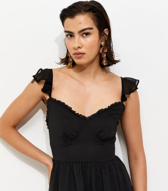 New Look Women's Black Tiered Chiffon Midi Dress New Look - 3