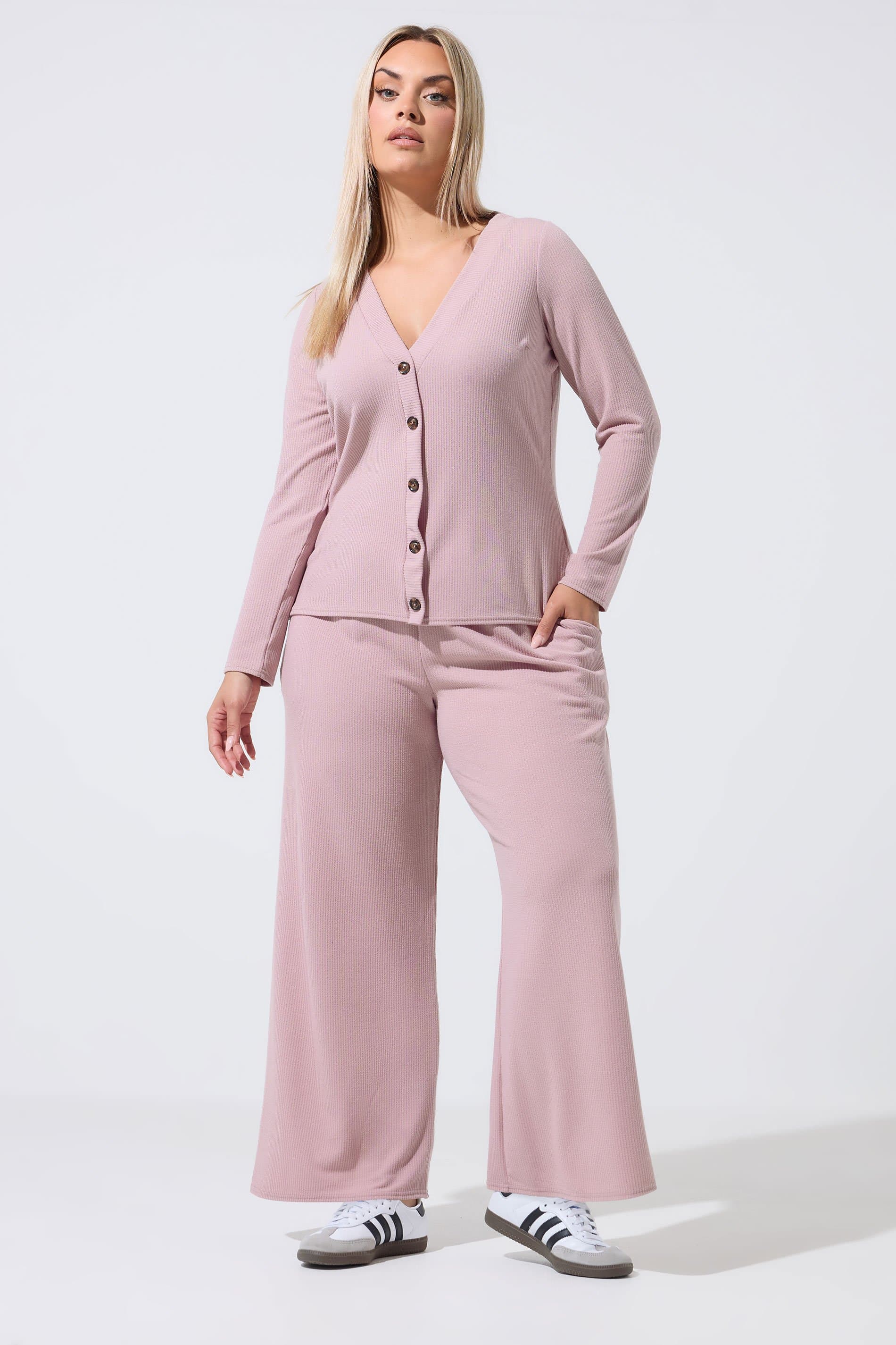 Limited Collection Plus Size Pink Crinkle Wide Leg Trousers