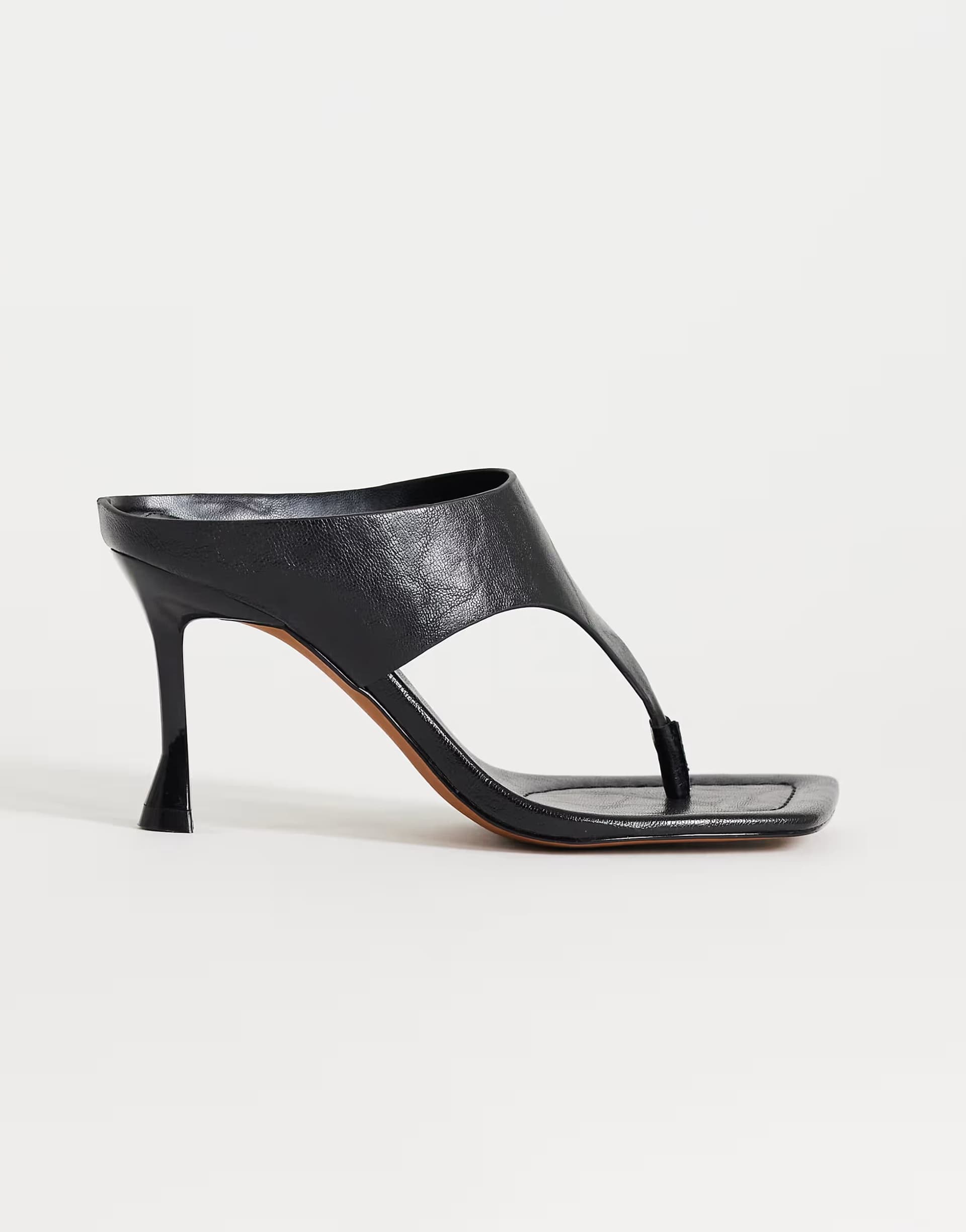 ASOS Topshop Elodie toe thong mid heeled mule in black