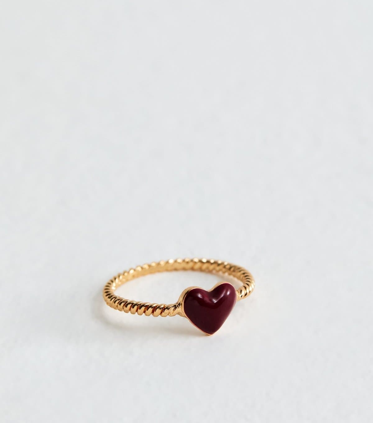 New Look Gold Tone Twisted Enamel Heart Ring New Look