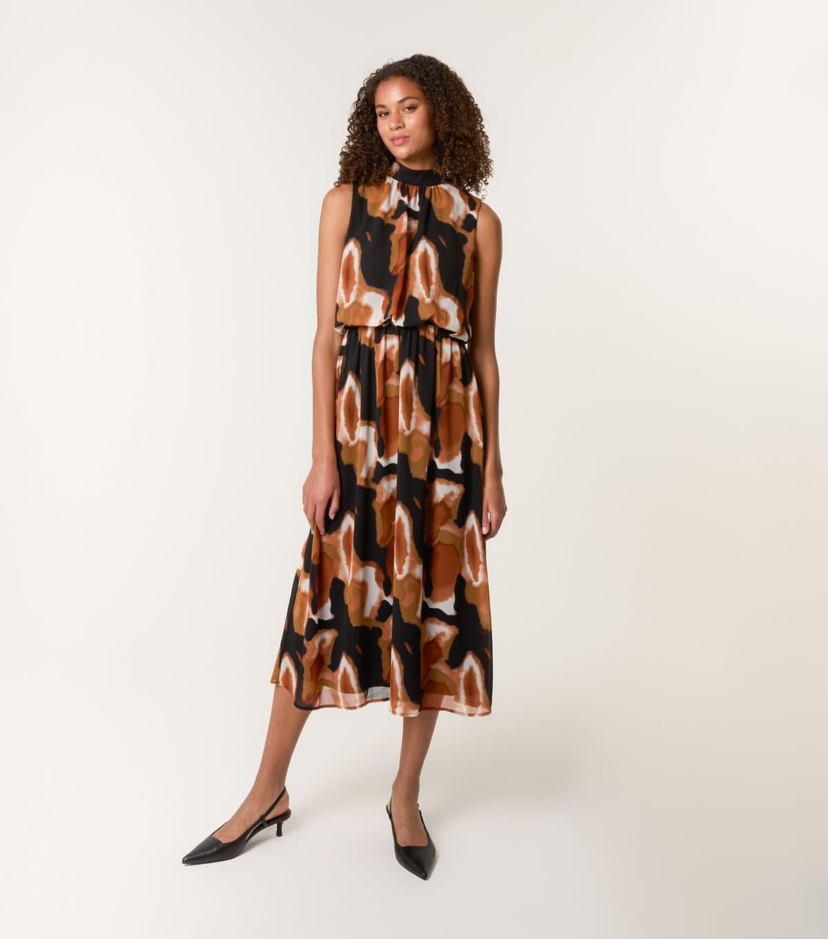 Blue Vanilla Women's Rust Sleeveless Printed Midi Dress Blue Vanilla New Look