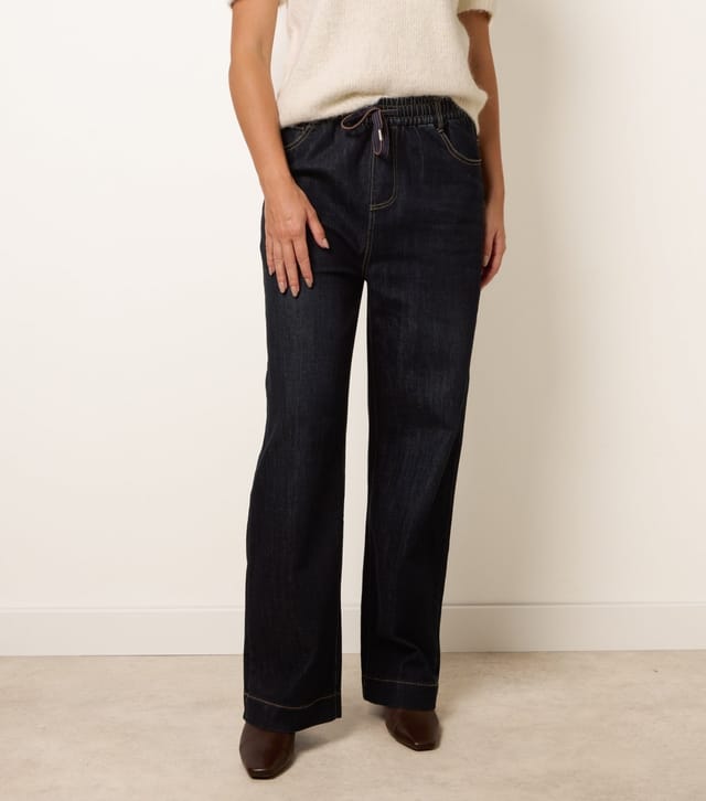 Blue Vanilla Women's Dark Blue Elasticated Waist Wash Effect Jeans Blue Vanilla New Look - 2