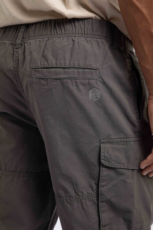Weird Fish Weird Fish Men's Summersville 3/4 Length Ripstop Cargo Shorts in Dark Grey - 3