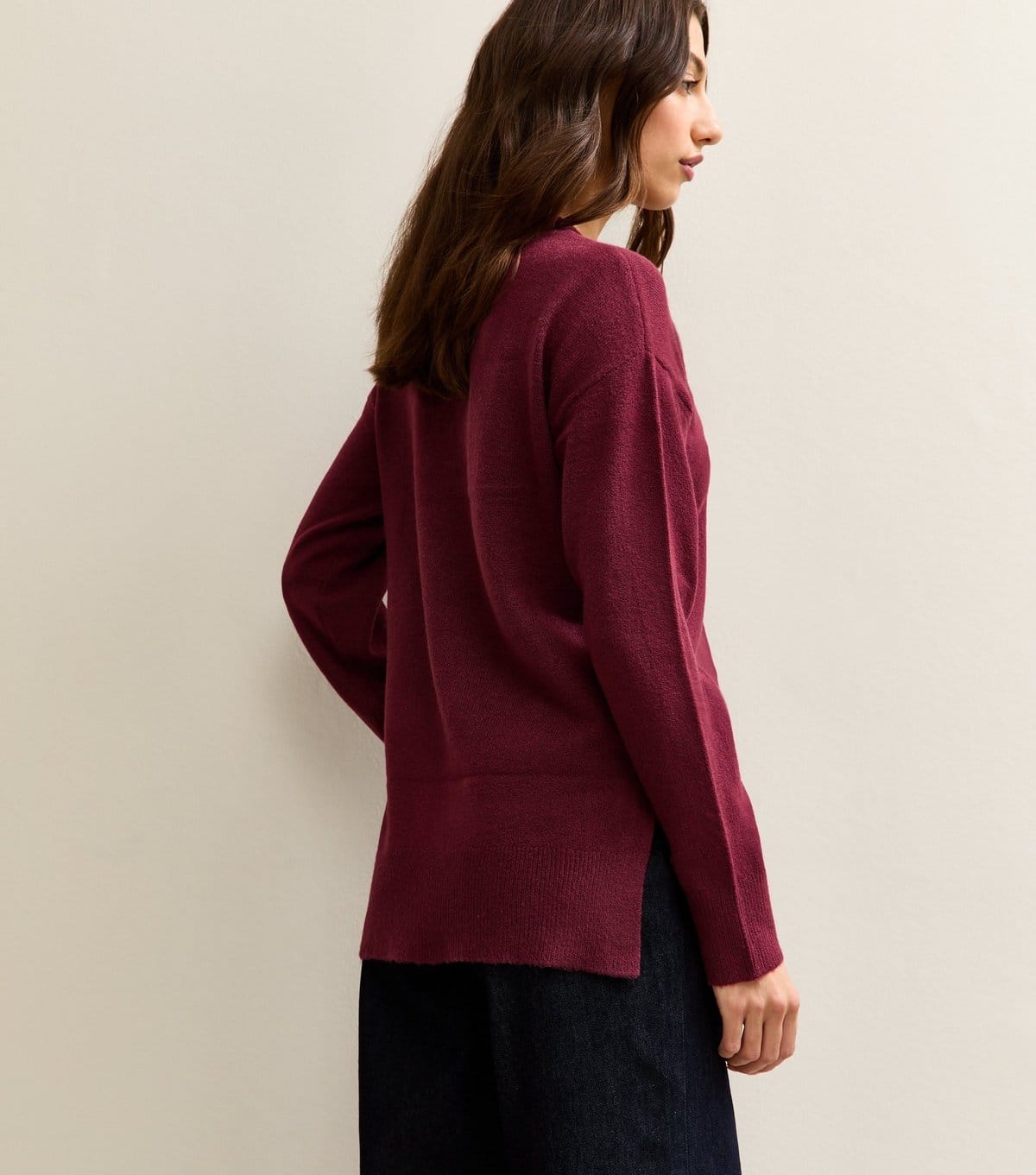 New Look Women's Tall Burgundy Knit Side Split Jumper New Look - 4