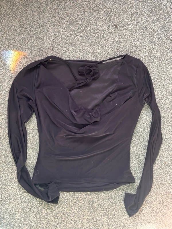 ASOS Design Long sleeve top with ruched sides and low back